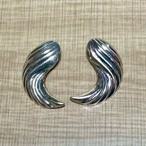 Vintage Norwegian Design Large Modernist  Sterling Silver Angel Wing Earrings